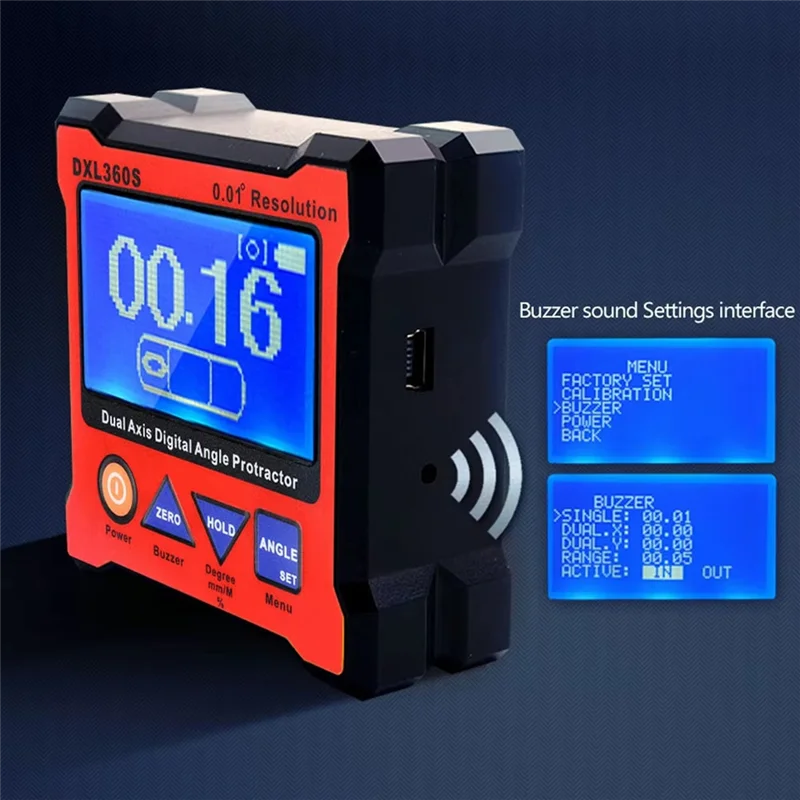 

SOFT-Angle Ruler Dual Axis Level Measure Box With5 Side Magnetic Base Dual-Axis Digital Display Level Gauge Elevation Meter