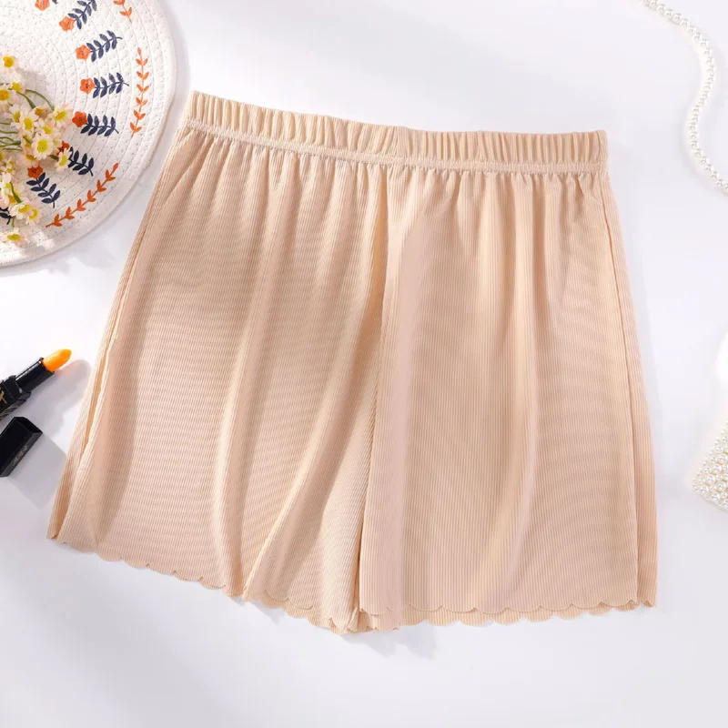 150Kg Large Size Women\'s Summer Ice Silk High Waist Safety Shorts 2XL 4XL 6XL 8XL Leggings Anti-Empty Shorts Black White