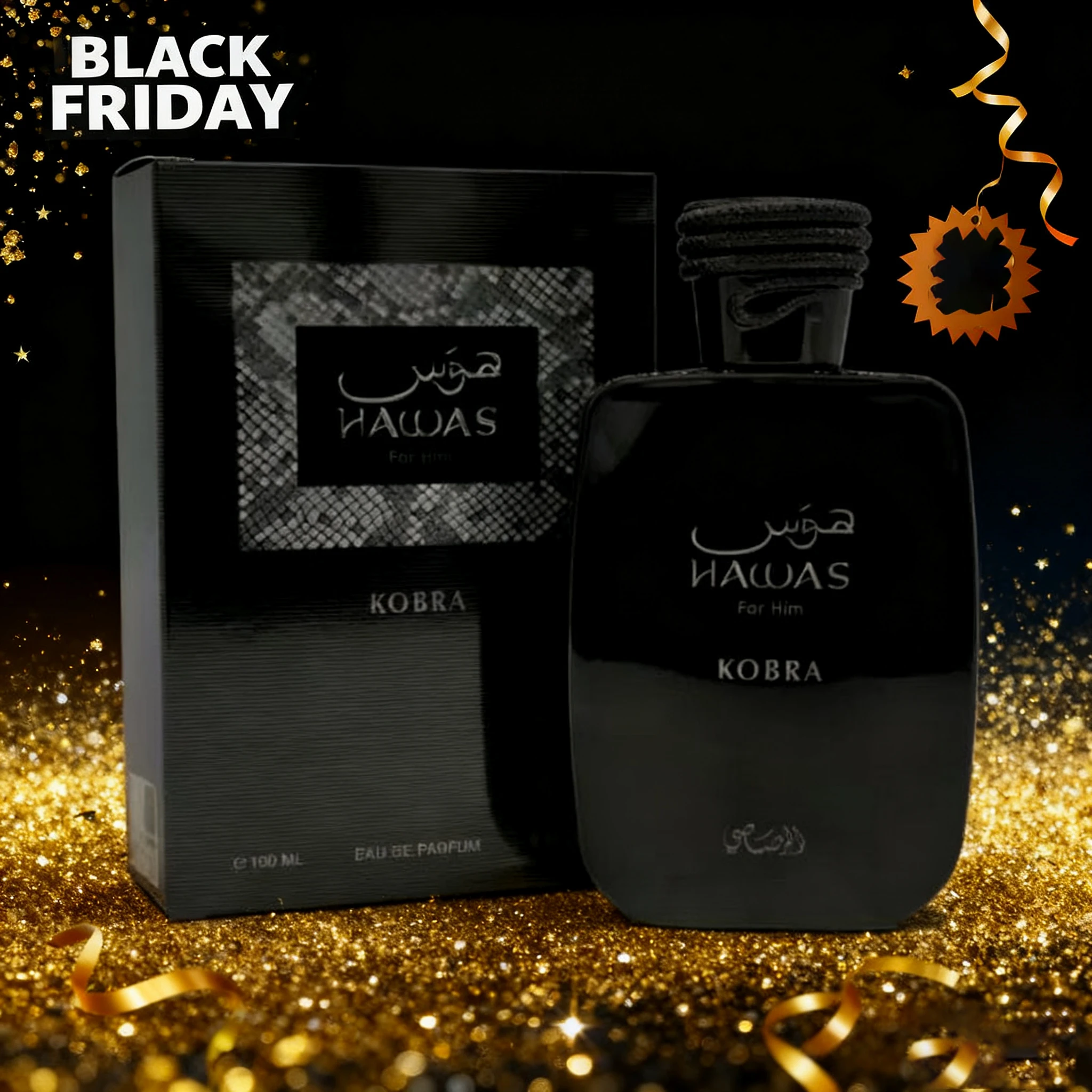 Perfume masculino RASASI Hawas kobra, 100ml (3,4 onças), perfume árabe premium, fragrância duradoura, adequado para qualquer ocasião