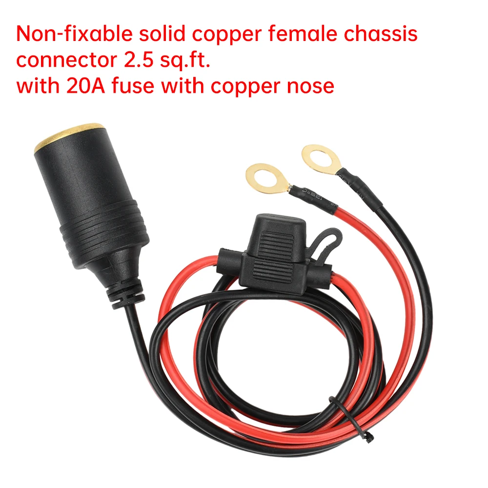 DC 12-24V Cigarette Lighter Socket Connectors 30cm/1 M/2M/3M Pure Copper Female Socket with 20A Fuse 14Awg For Car Motorcycle