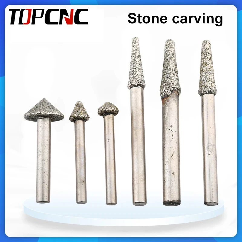 TOPCNC 5/10/20 PCS Engraving Machine Tool Granite Taper Plating Ball Head Stone Knife Bluestone Embossed Round Carving Knife