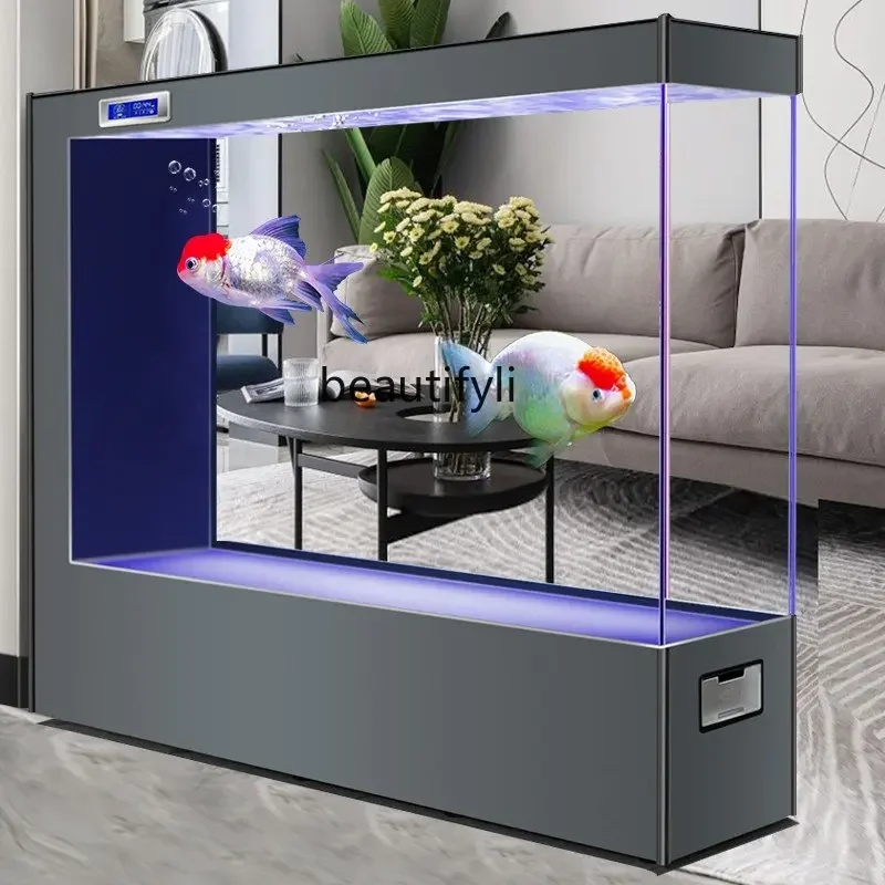 

New Super White Glass Fish Tank Living Room Partition Light Luxury Aquarium Change Water Fish Globe