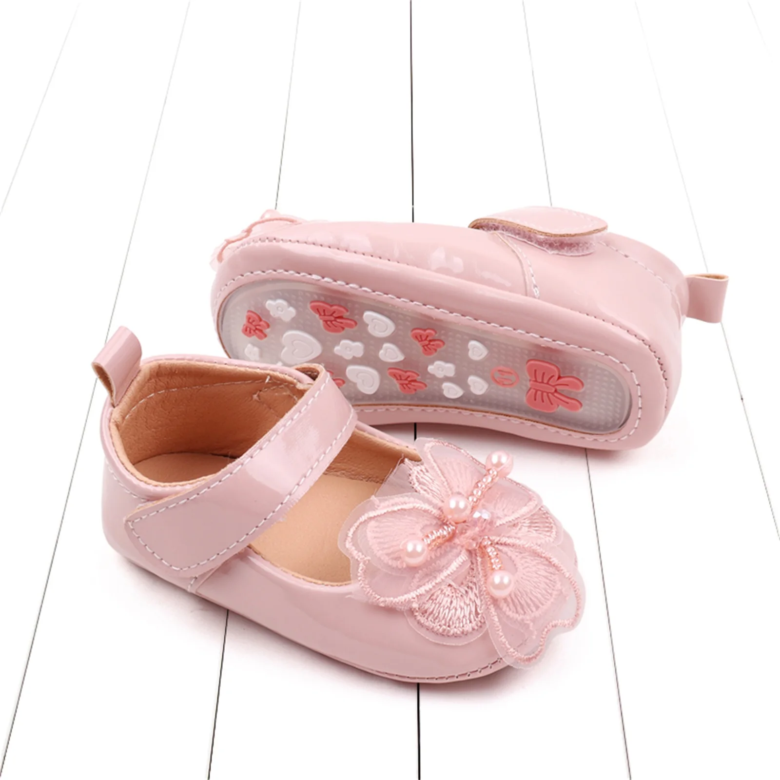 EWODOS Toddler Baby Girls Sweet Princess Shoes Soft PU Leather Flower Shoes Kids Non-slip First Walker Shoes Girls Leather Shoes