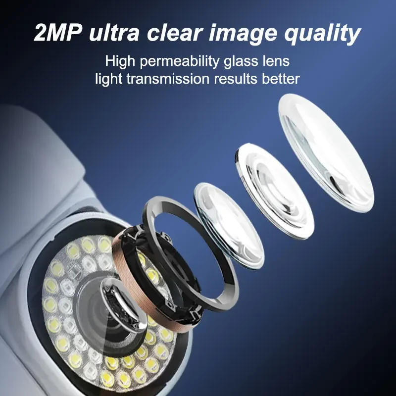 كاميرا مراقبة خارجية 2 ميجابكسل HD، 355 ° رؤية بانورامية، كشف الإنسان بالذكاء الاصطناعي، مقاوم للطقس، واي فاي داخلي/خارجي، يعمل مع Alexa #6