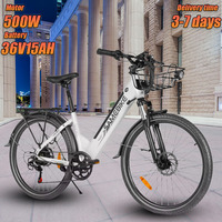 SAMEBIKE RSA01pro Electric Bicycle 500W Powerful Motor 36V15AH Removable Battery Aldult Electric Bike 26*2.1-In Tire City E-bike