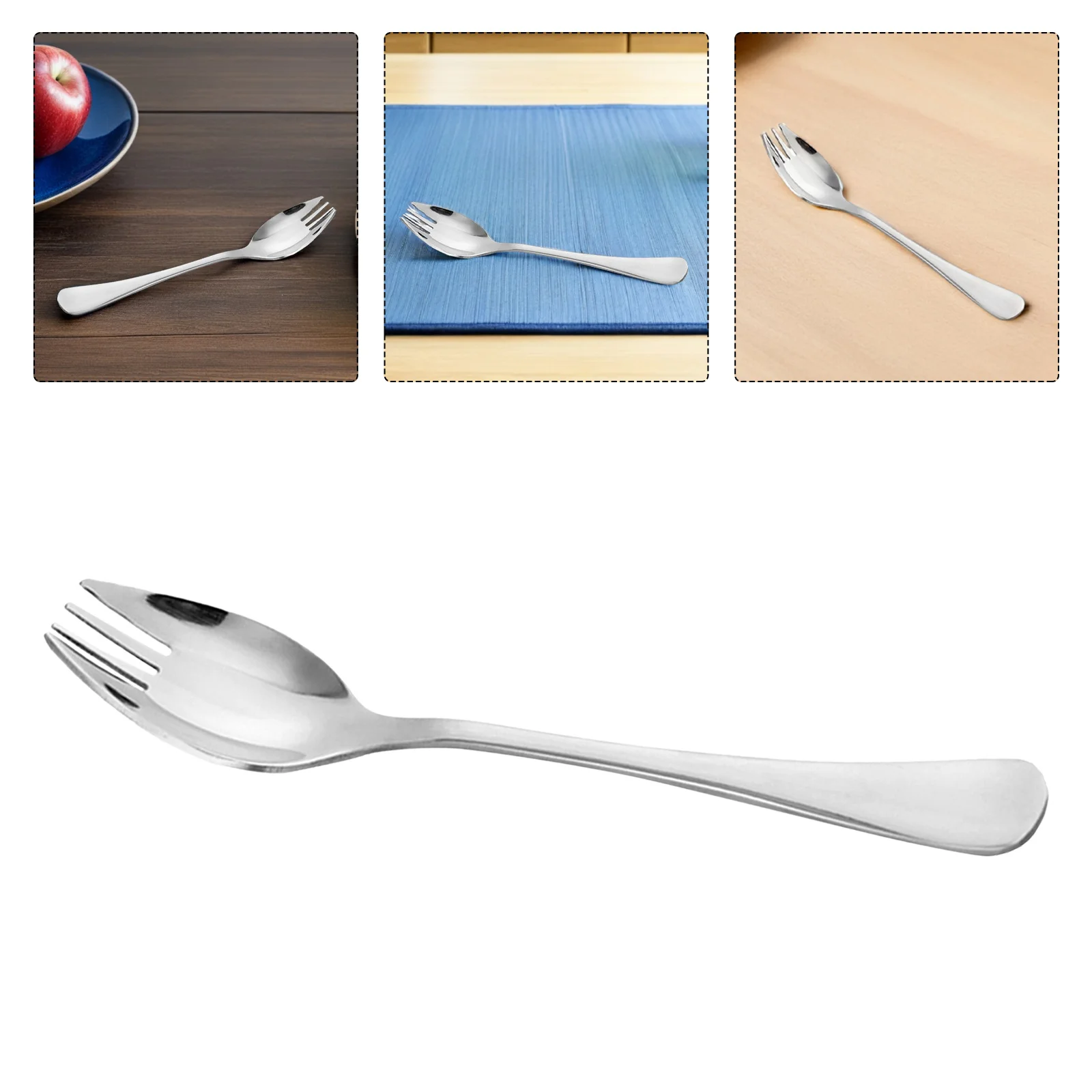 

Stainless Steel Spork Dual Purpose Fork Spoon Outdoor Camping Picnic Cutlery Portable Salad Tool Dishwasher Safe Easy Carry