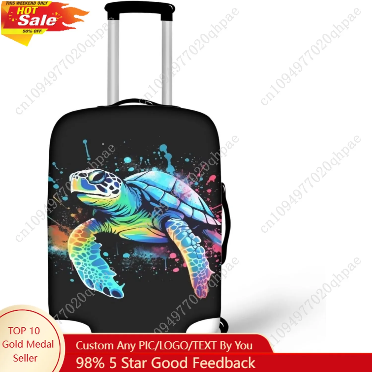 

Bigcardesigns Черная черепаха Чехол для багажа для путешествий Женщины Мужчины Чехлы для чемоданов Пылезащитный чехол для багажа Сменный чехол для рукава Животное
