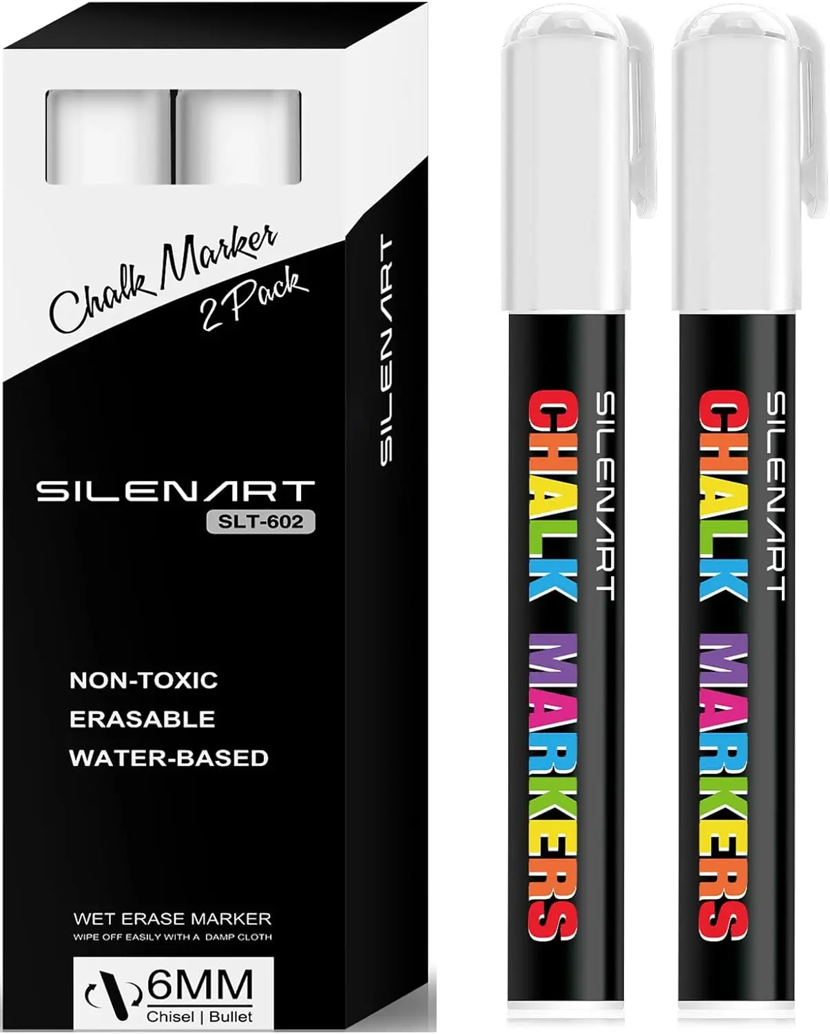 

White Liquid Chalk Markers - Smooth Writing, Erasable Pens for Chalkboards, Glass & Windows