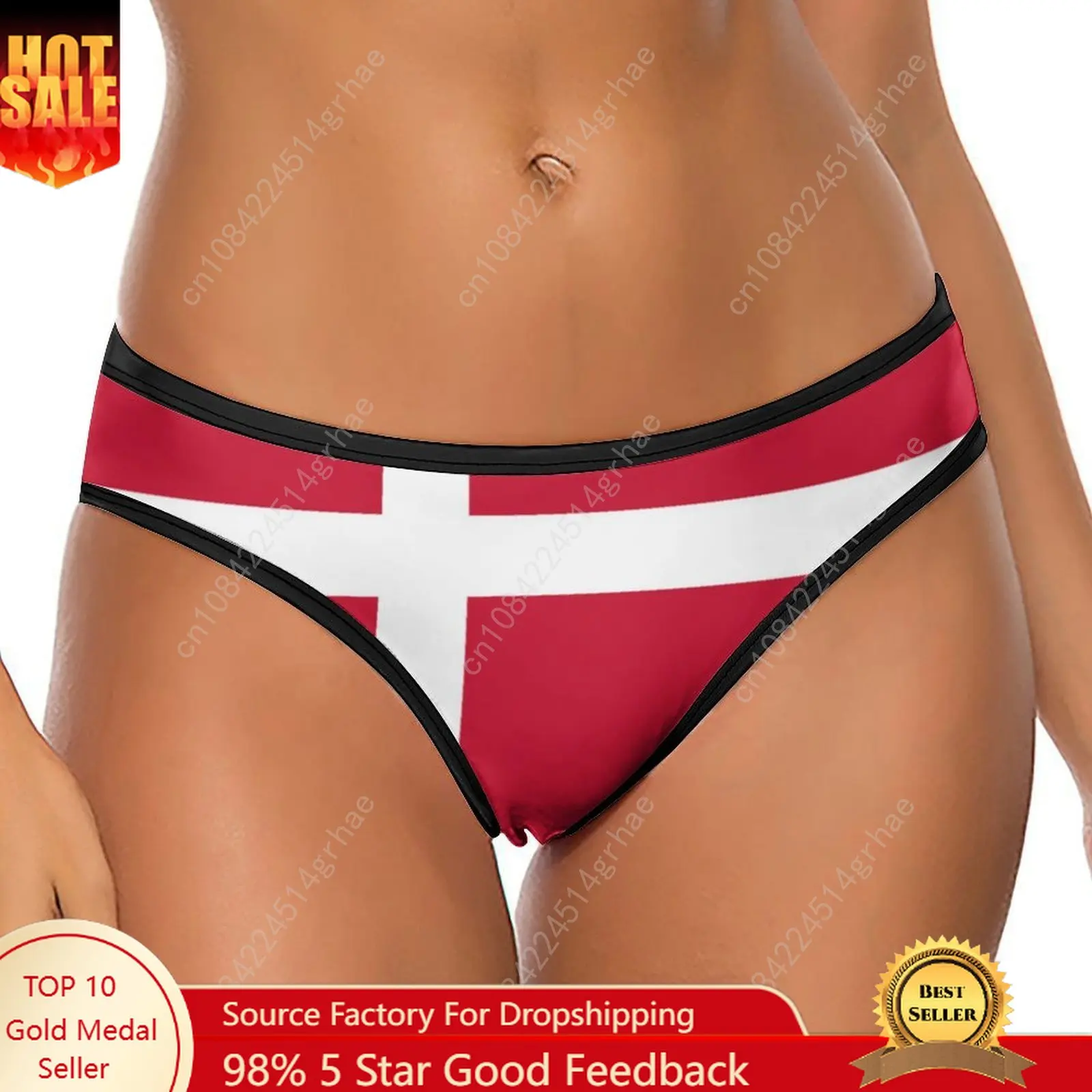 Denmark Flag Customized Ice Silk Thong Panties Women's Briefs Soft Comfortable Sizes S-2XL Suitable Wear and All Seasons