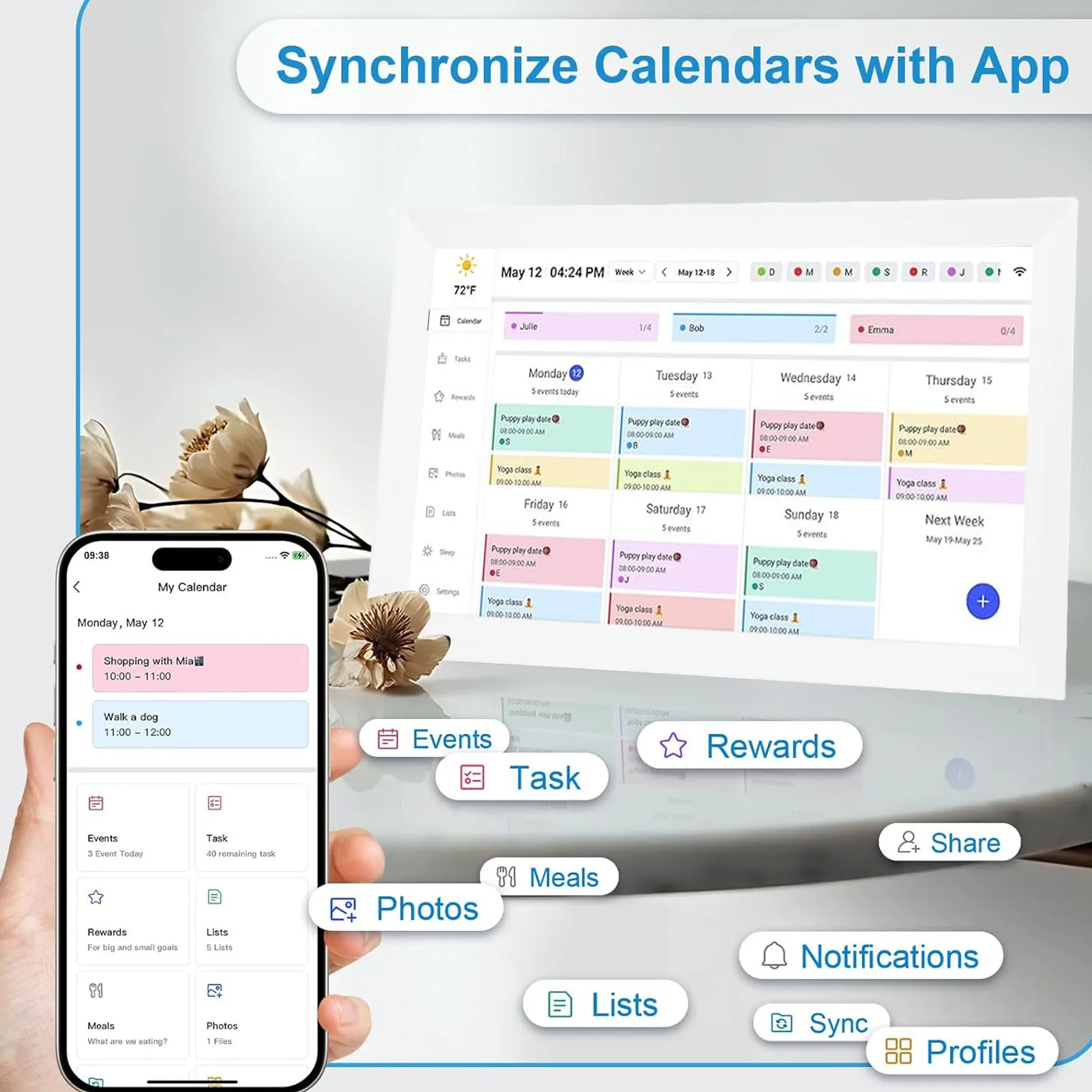 

15.6 Inch Digital Calendar Chore Chart Touchscreen APP Control Interactive Display WiFi Smart Wall Planner Electronic Calendar