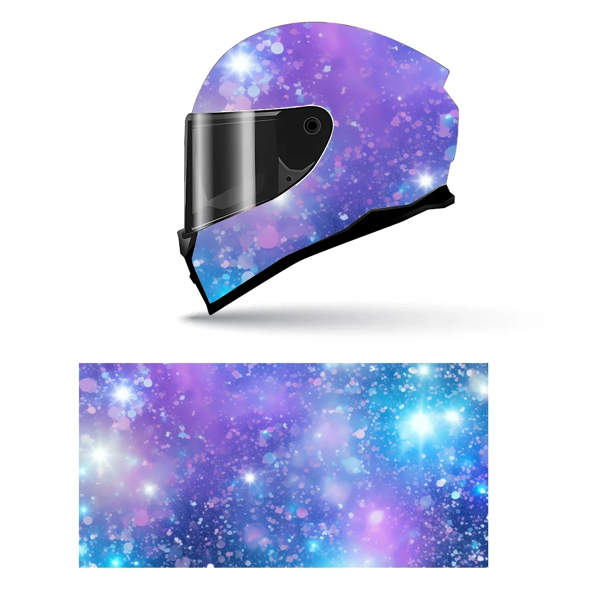 Holographic Glitter Digital Full Helmet Wrap Sticker Motorcycle Helmet Racing Graphic Decal Vinyl Wrap Helmet Decorative Sticker