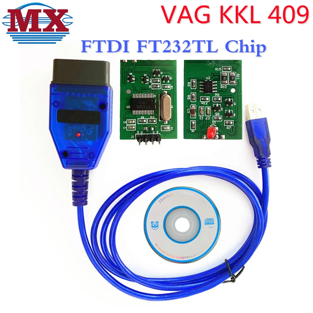 

Инструмент сканирования VAG KKL 409 с чипом FTDI FT232RL для диагностического кабеля VAG 409.1 OBD2 USB