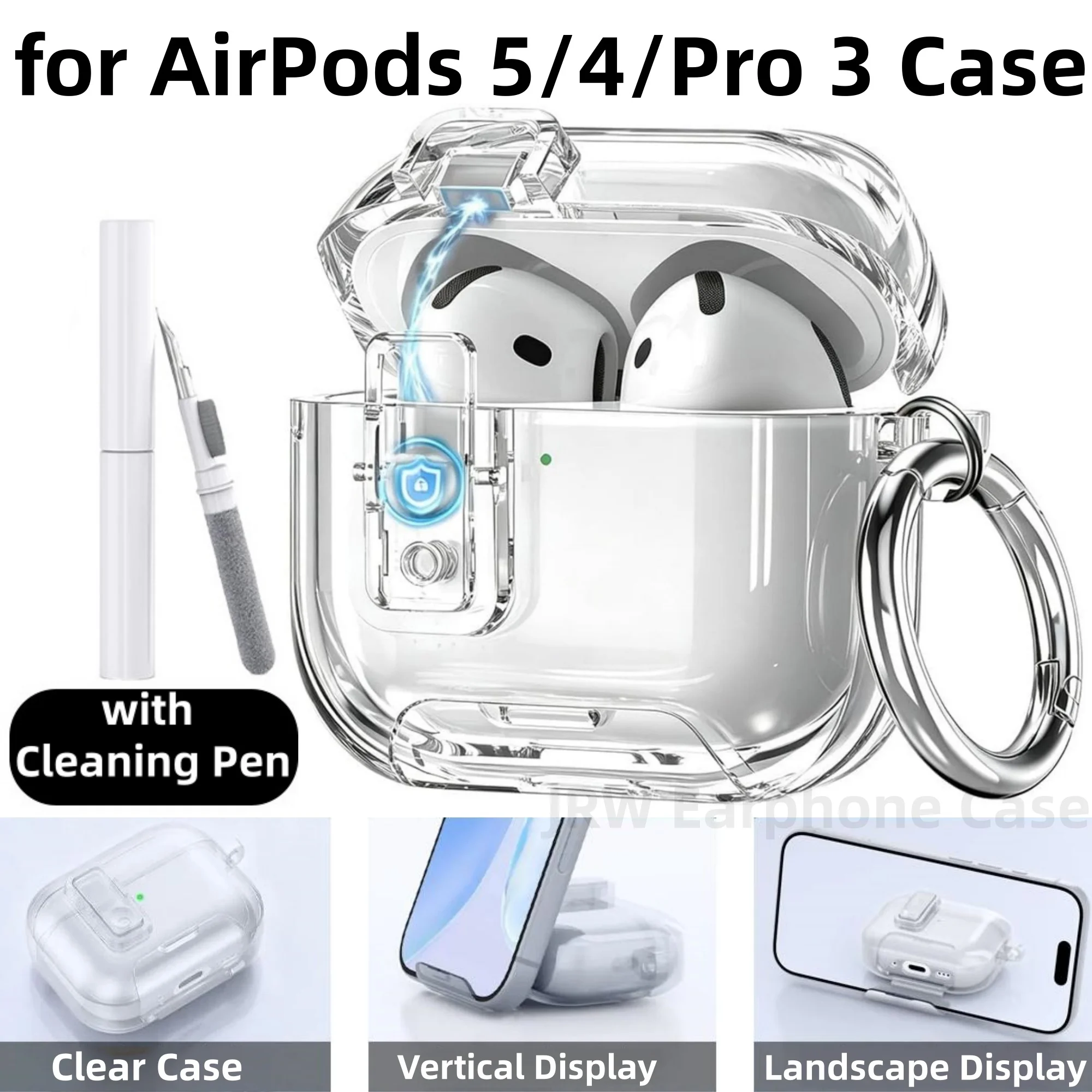 for AirPods 5/4/Pro 3 Case with Secure Lock Phone Stand Design Automatic Snap Switch Cover with Cleaner Kit for AirPods 5/4/Pro3