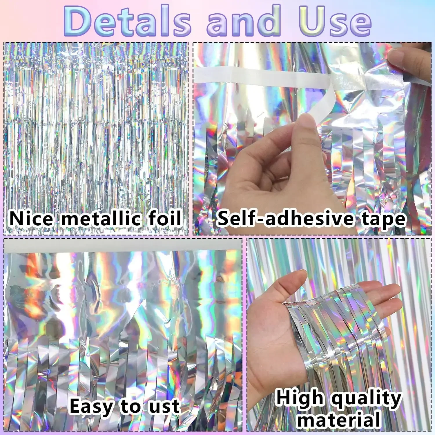 274 X 75CM Shiny Disposable Laser Rainbow Table Skirt for Birthday Wedding Baby Show Holiday Grand Event Disco Party Decoration