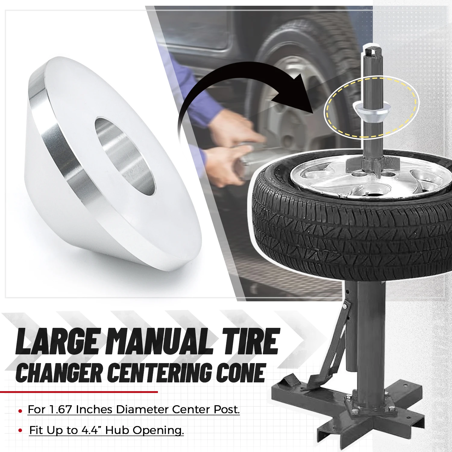 Large Manual Tire Changer Centering Cone  Upgrade Billet Aluminum Centering Cone For 1.67 Inches Diameter Center Post