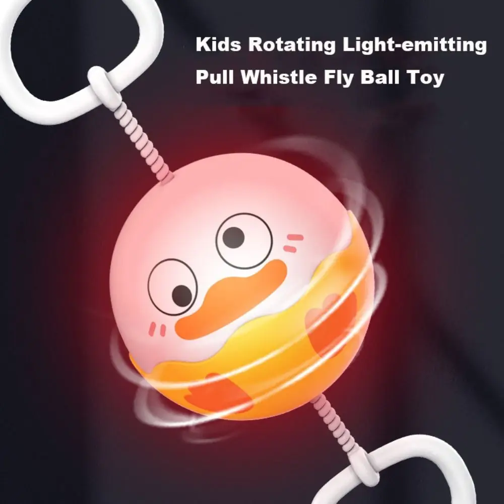 Alta qualidade novidade crianças rotativa bola emissora de luz brilhante mão olho coordenação voar bola brinquedo criativo 6 estilos puxar apito