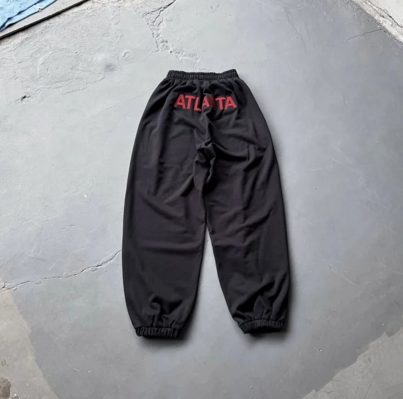 Angel Warhorse Embroidered American Retro Wide-leg Corset Sweatpants Baggy Fit Men Jogger Pants Trousers
