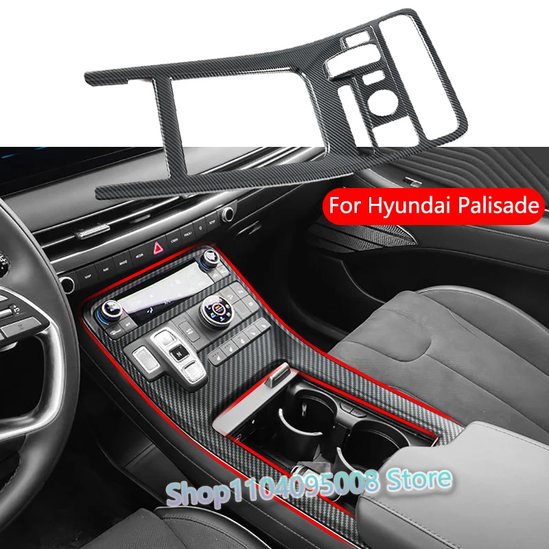 

For Hyundai Palisade 2020 2021 2022 2023 Carbon Fiber Style Gear Shift Panel Center Console Cover Trim Frame