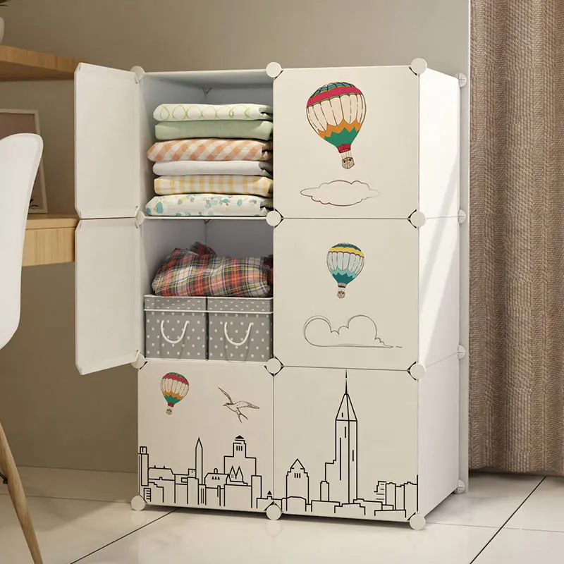 *-*Plastic Storage Wardrobe Living Room Modern Open Display Organizer Bedroom Partitions Wardrobe