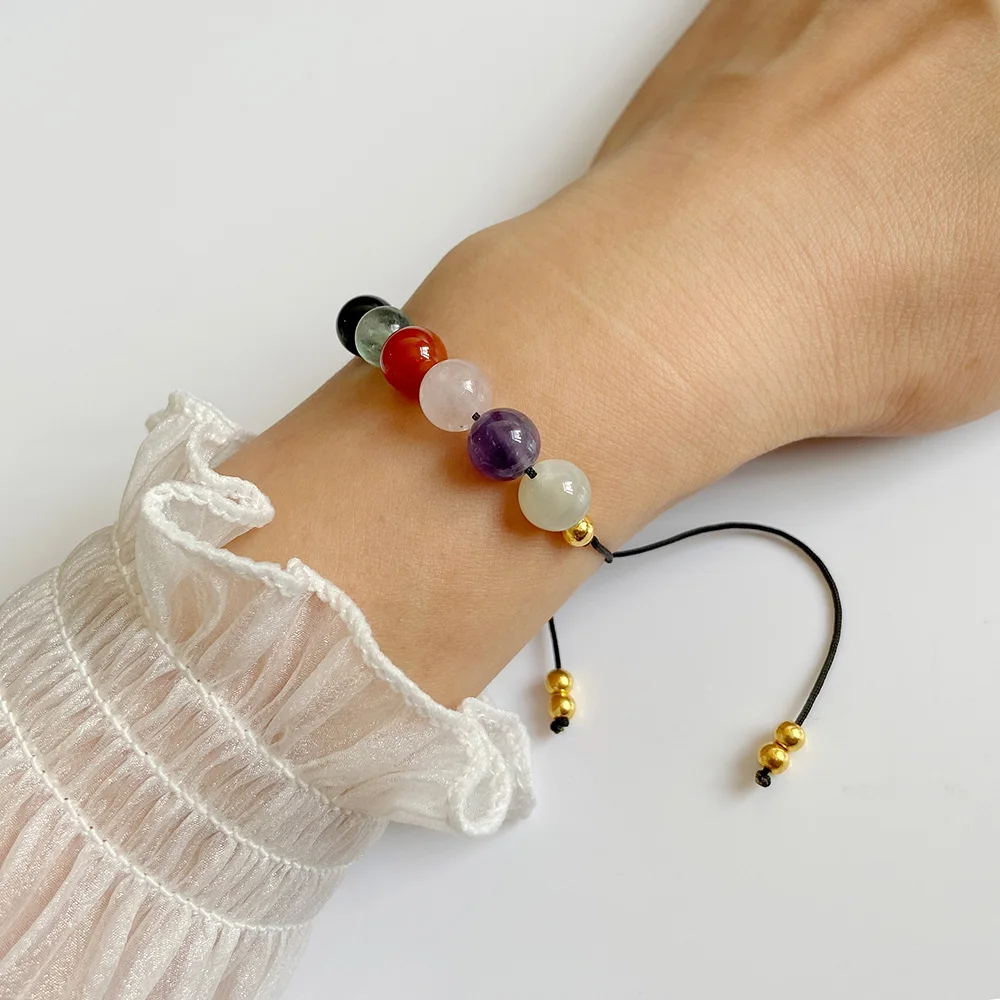 Nieuwe In Natuurlijke Gladde Ronde Kralen Armband Healing Bescherming Reiki Armband Labradoriet Zwarte Toermalijn Armband Gifts