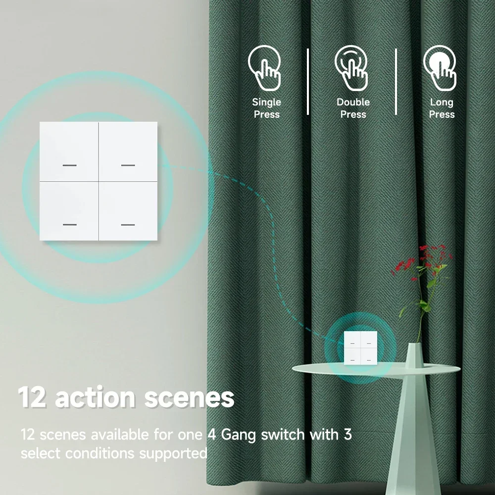 Tuya Zigbee Smart Scene Switch Button 4 Gang Wireless Controller for Home Automation Home Automation Scenario Switch smartthings