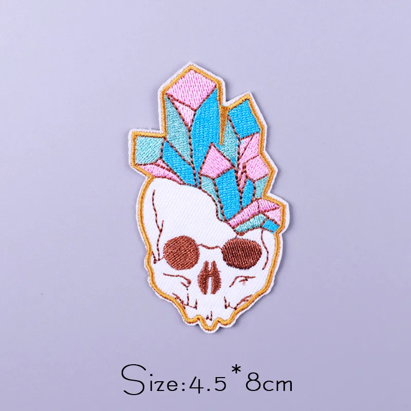 Animal Cat Heart Patch Punk Skull Embroidered Patches For Clothing Thermoadhesive Patches On Clothes Eyes Patch Stickers Badges