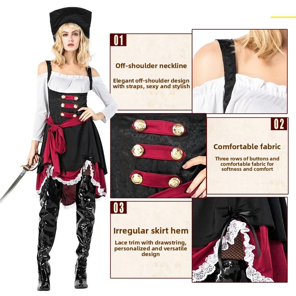 Caribbean Pirate Costume Women's Adult loween Masquerade Ball Cosplay Outfit Ja Sparrow Sle Stage Performance Clothing
