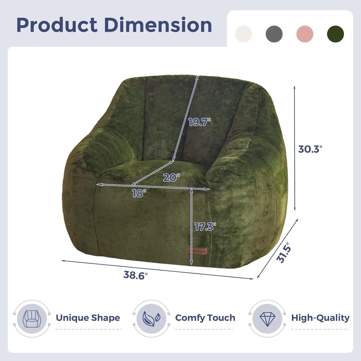 

Bean Bag Chair, Comfy Bean Bag Sofa with Back Support, Faux Fur Bean Bag Chair for Adults and Kids, Stuffed Floor Sofa