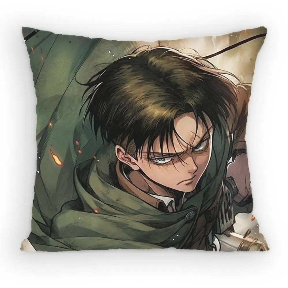 Attack on Titan Levi Ackerman Pillow Case Anti-dustmite Pillowcase Invisible zipper silky short plush Sofa cushion cover