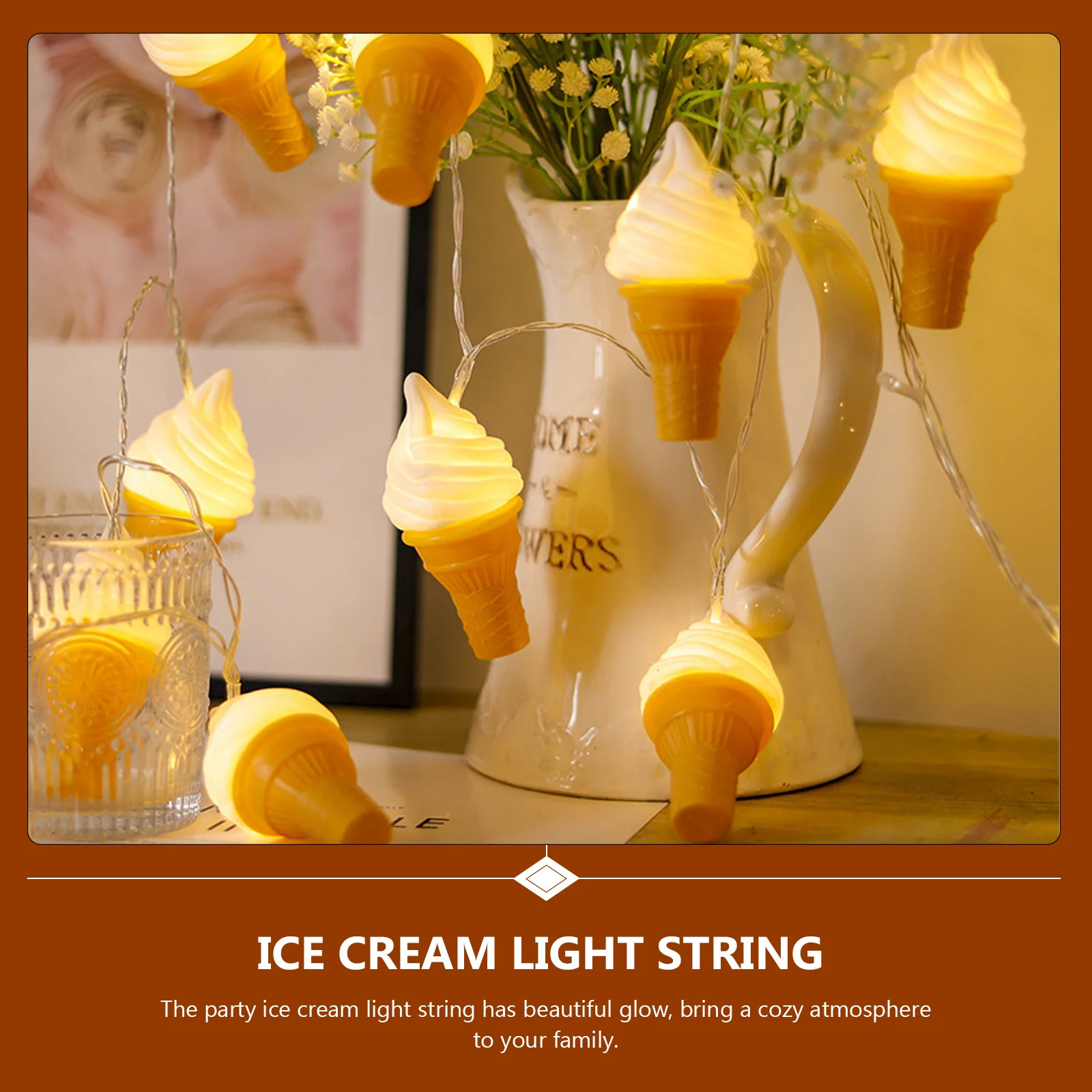 1 مجموعة الآيس كريم LED سلسلة مصباح الإبداعية مشرق منخفضة استهلاك الطاقة ضوء لغرفة المعيشة فناء جو الحفلات