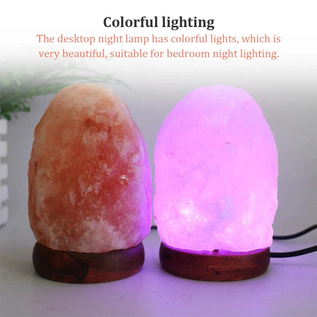 USB Table Night Light Desk Bedside Decoration Natural Salt Lamp Home Office Dining Room Lighting Supplies for Kids