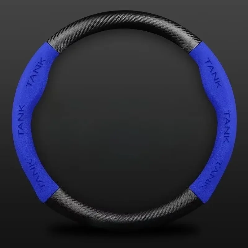 φ38cm For Great Wall Tank 300/500 Steering Wheel Sleeve with Suede Carbon Fiber Leather Anti-Slip Conversion Accessories