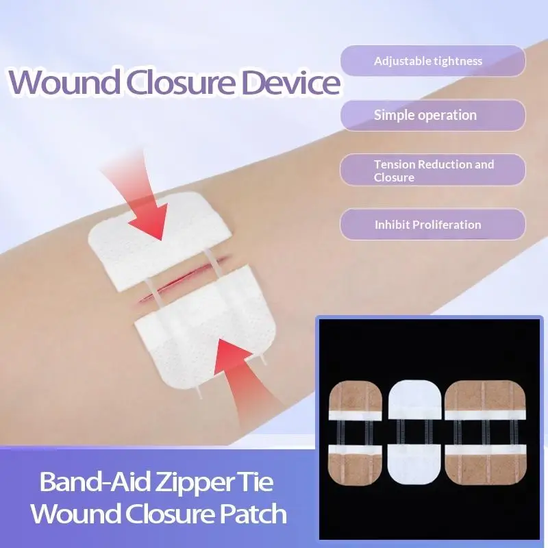 *Zipper Tie Wound Closure Patch Hemostatic Patch Wound Fast Without Suture Zipper Outdoor Band-Aid Portable Quick Clot Wound.