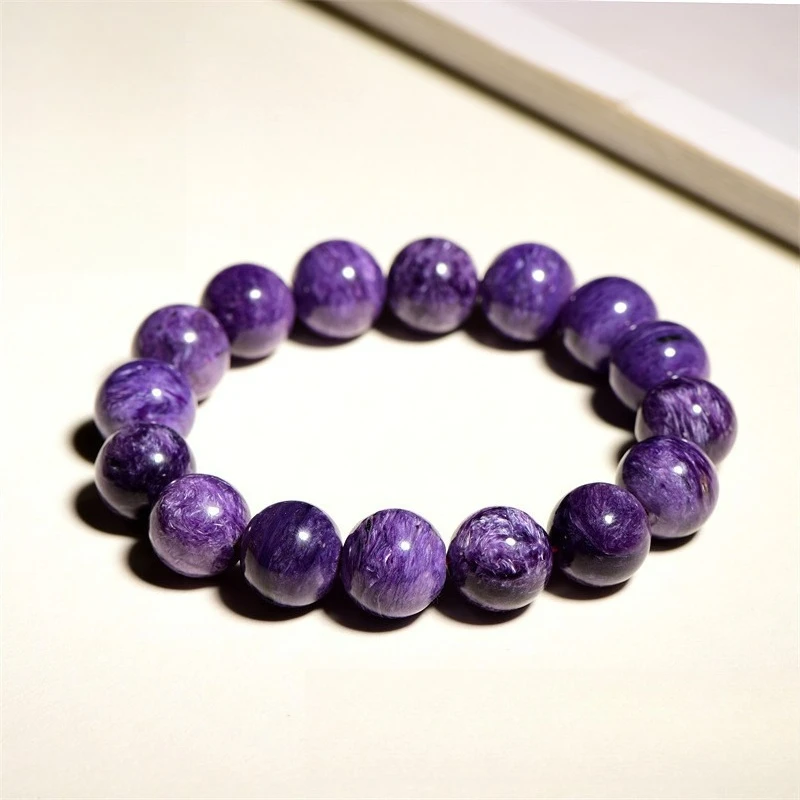

Natural 7A Large Grain Charoite Bracelet, Purple Round Beads Unisex, Healing Crystal Jewelry Gift for Women Men