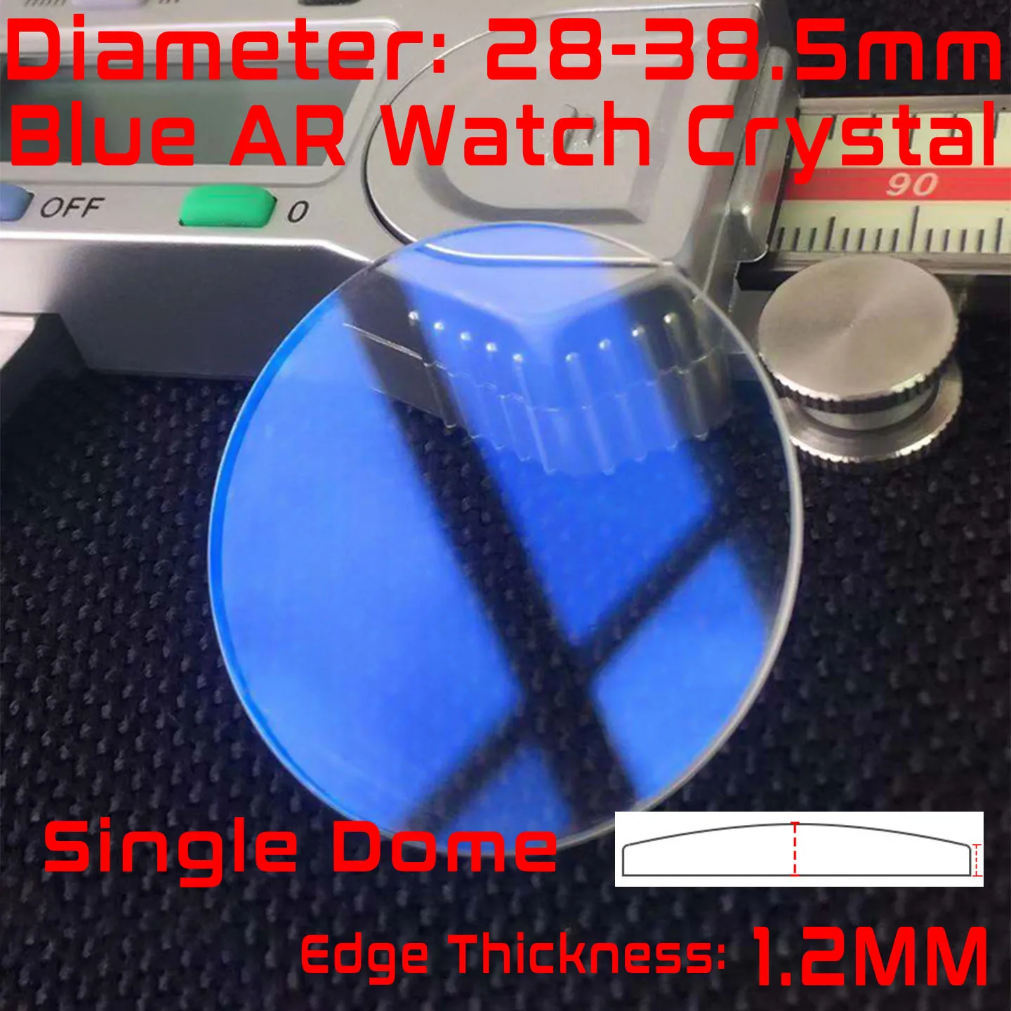 Single Domed Mineral Watch Glass 1.2mm Thick Round Blue AR Coating Watch Crystal 28-38.5mm Diameter Magnifying Len Repair Parts