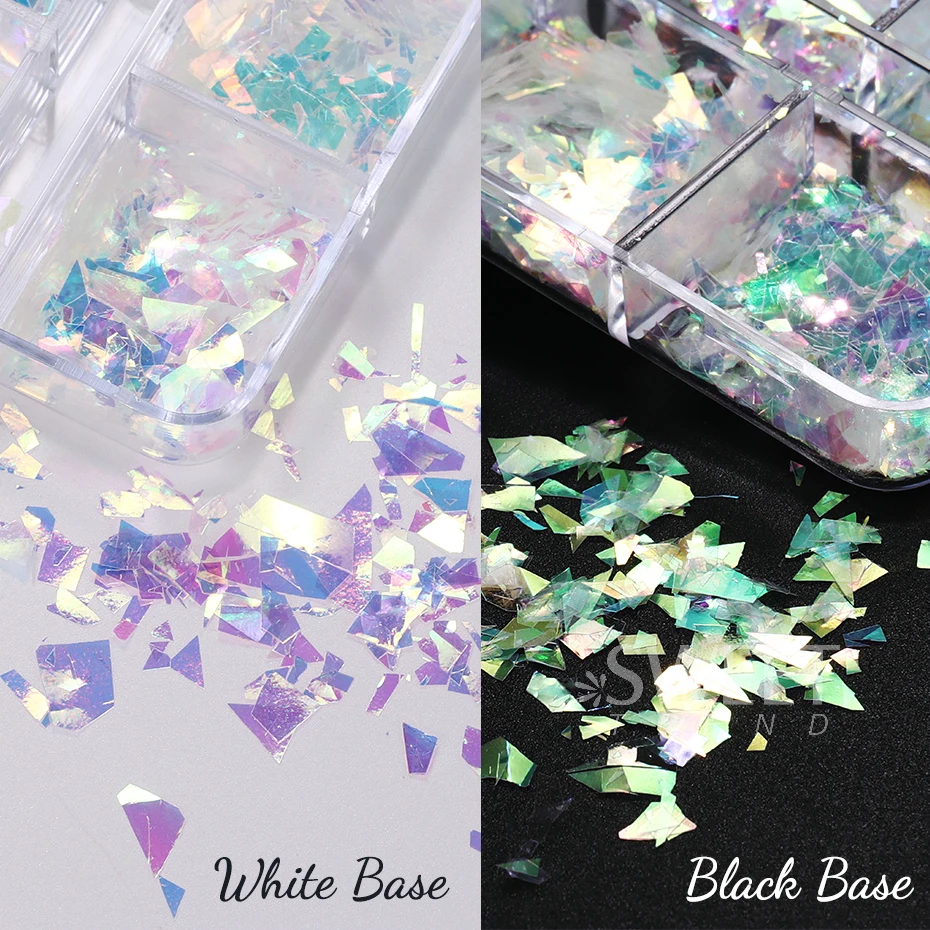 6 Gitter AB schillernde Nagelglitzerflocken unregelmäßige Aurora Sparkle Pailletten Kristallglas Fee Paillette DIY Maniküre Dekor Scheibe – Detail 6