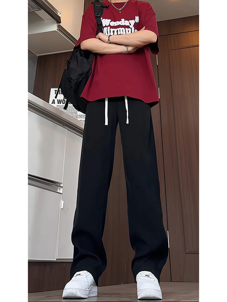 

Мужские летние тонкие прямые брюки Bla Ice Silk с эластичным поясом, в полоску, быстросохнущие, повседневные, модные, молодежные, размер S