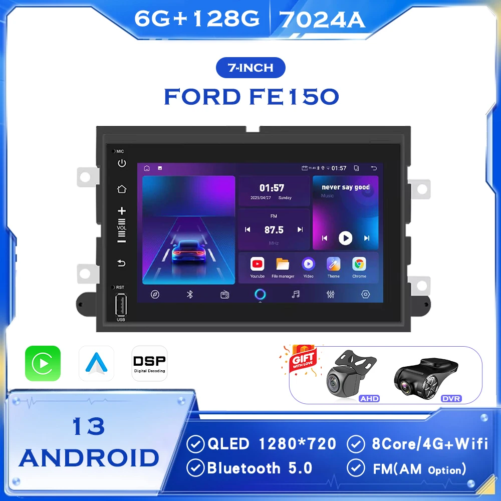 

BINGFAN 7" Android Auto Car Radio 2 Din for Ford F150 2009-2013 Wireless CarPlay Multimedia Player GPS WIFI Touch Screen