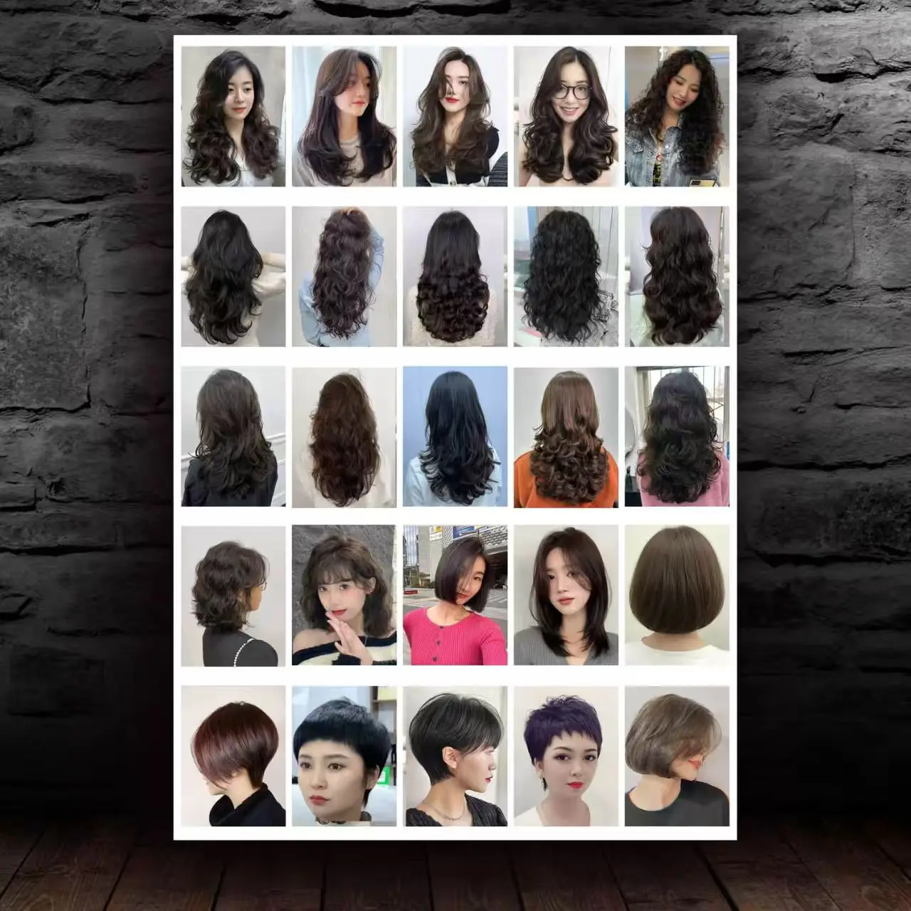 Póster de Pared con Diseño de Corte de Pelo Moderno para Mujer, Impresiones con Adhesivo PP en la Parte Posterior, Sin Marco, Decoración de Pared para Salón de Belleza o Barbería