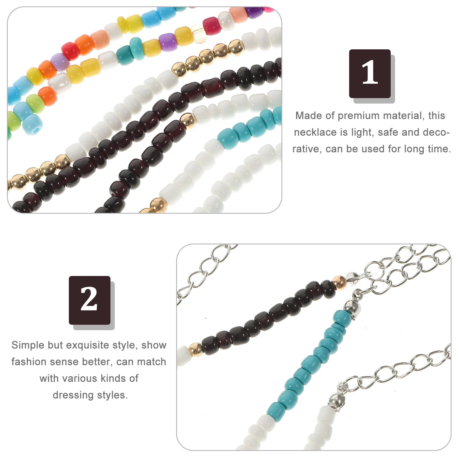 

8Pcs Girls Necklace Beaded Jewelry Colorful Delicate Women Bohemian Style Birthday Wedding Party Gift Womens Necklace
