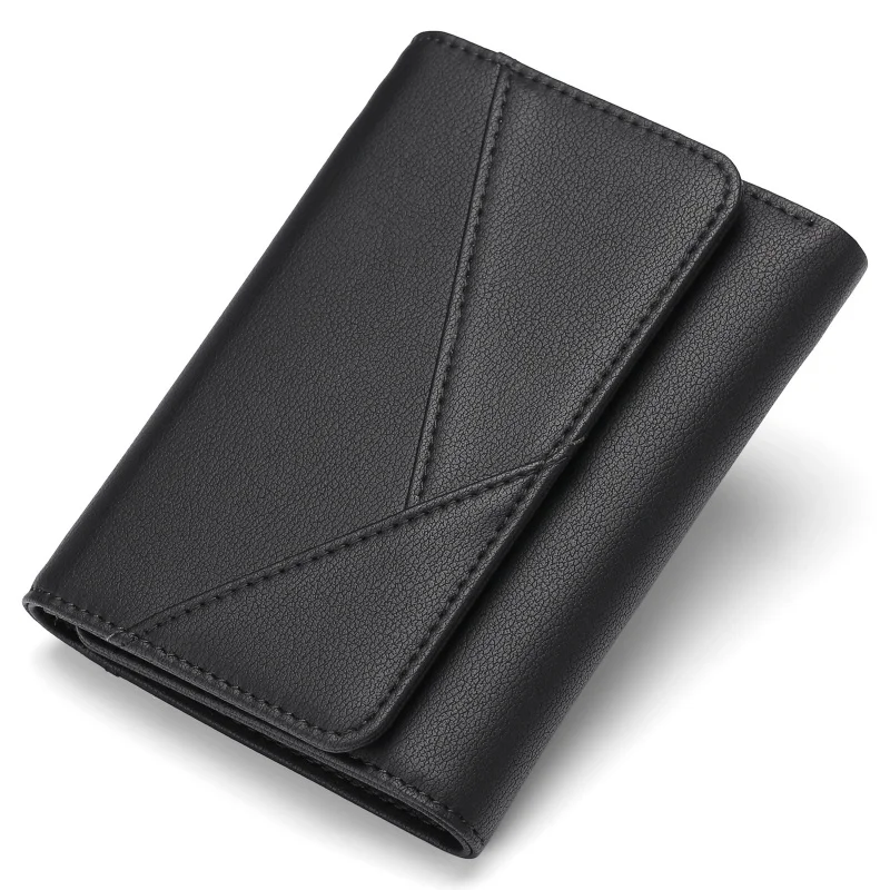 Western Patchwork RFID Blocking Three Floded PU Leather Short Women Wallet Large Capacity Mini Zipper Coin Purse for Ladies