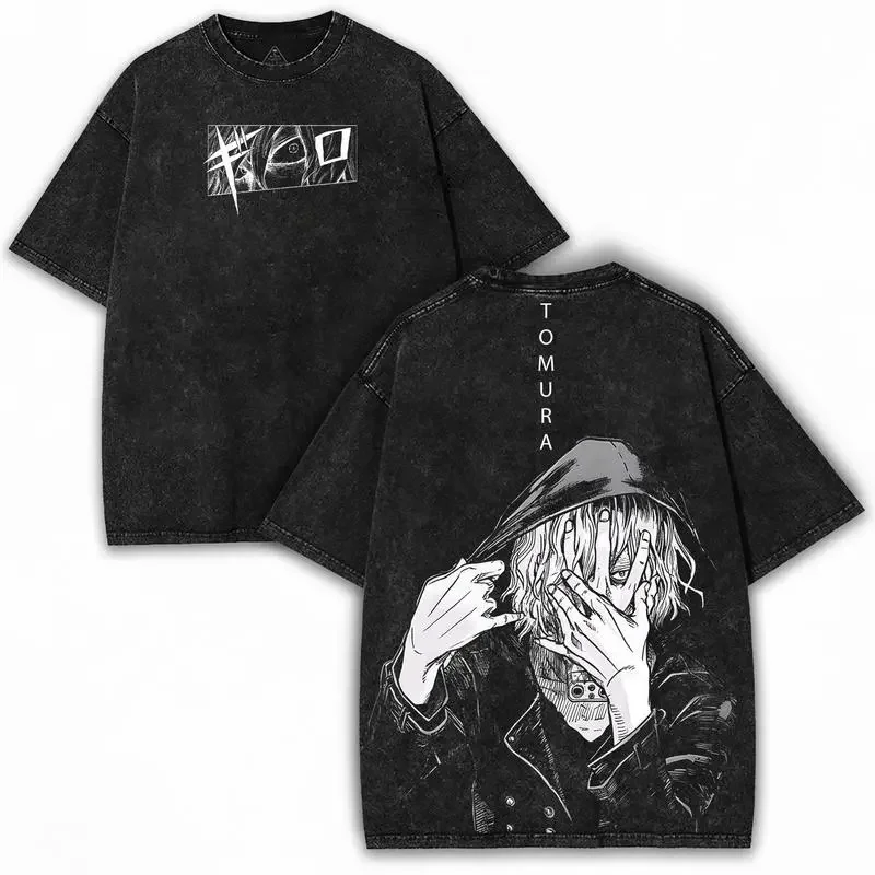 Manga My Hero Academia Shigaraki Tomura Printed Tee Men Oversized Clothing Cotton T-shirt Vintage Washed T Shirt Harajuku Tshirt