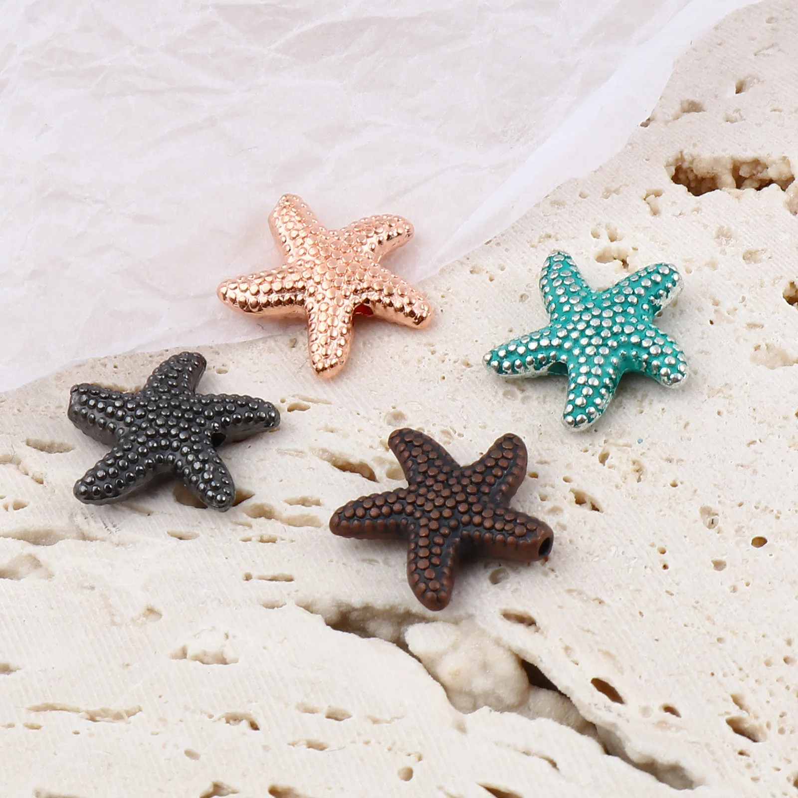 20 PCs Ocean Jewelry Spacer Beads Star Fish Multicolor Beads for DIY Summer Beach Anklet Jewelry 14mm x 13.5mm,Hole:Approx 1.3mm