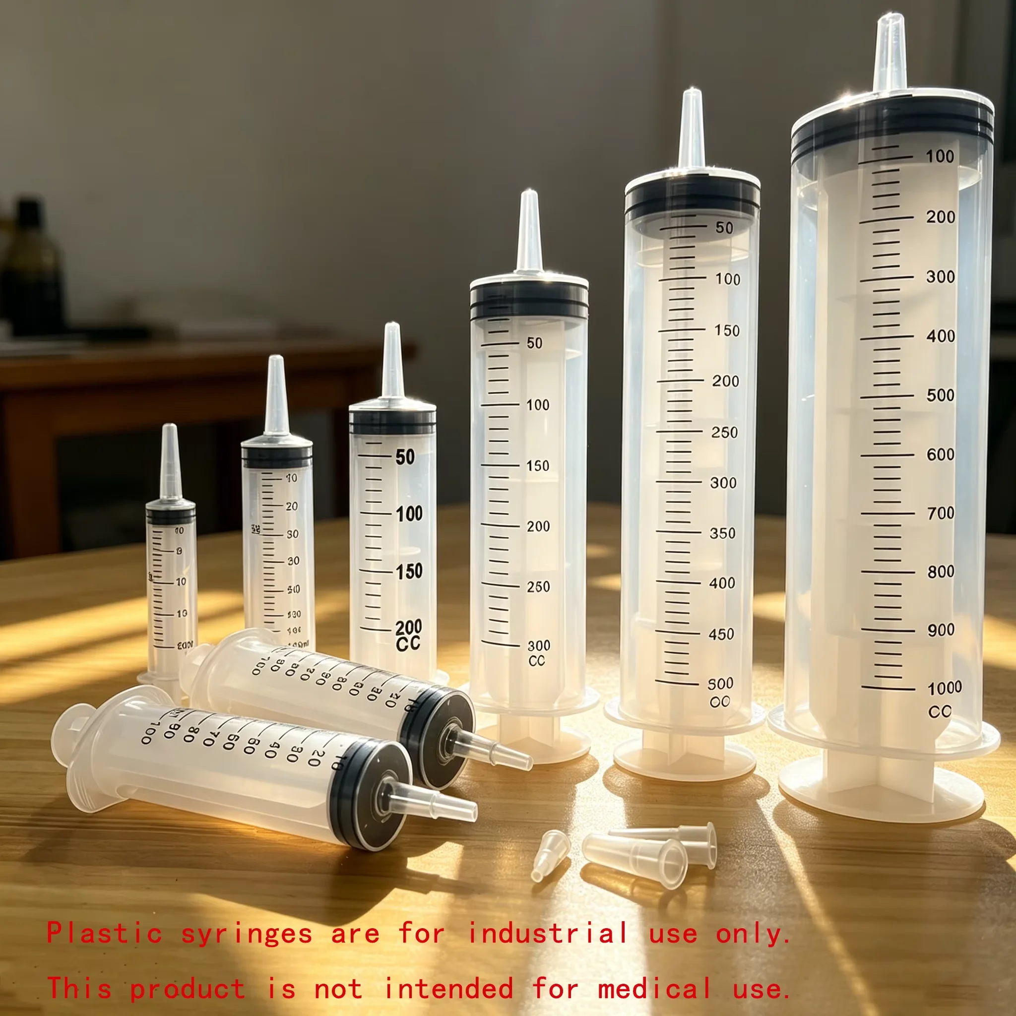 Jeringa de plástico de gran capacidad, sin aguja, de 20 a 1000 ml, de grado industrial, no médica, para laboratorio, transferencia de líquidos, llenado de pegamento, mascotas