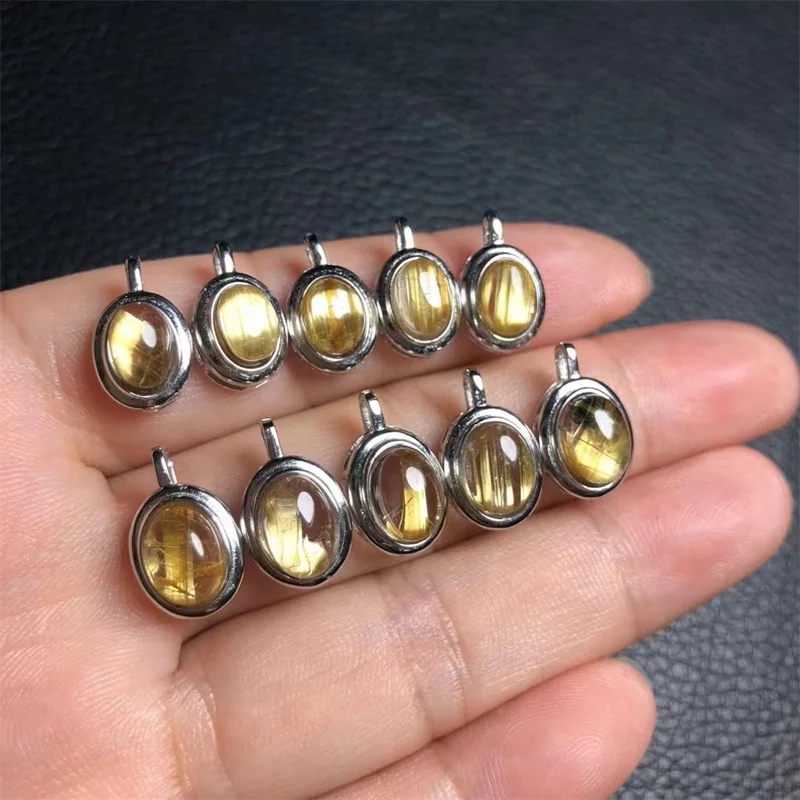 Natural Quartz Rutilated Pendant Party Jewelry Holiday Gift For Women Healing Energy Crystal Stone 1PCS 6x8mm