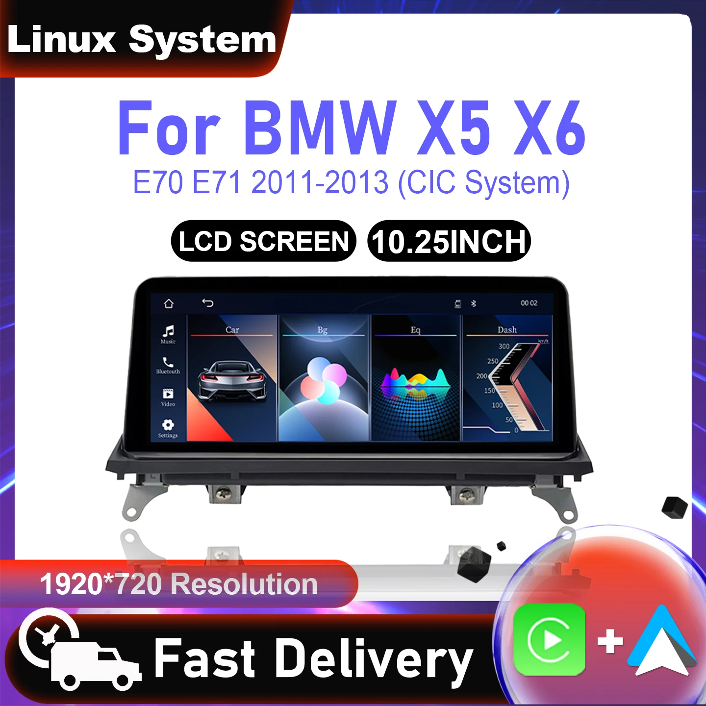 Image of Kabelloses Android Auto Stereo für BMW X5 E70 X6 E71 2011-2013 CIC 10,25' Bildschirm Linux-System Carplay Multimedia-Player DSP