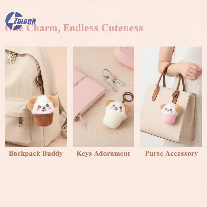 New!Cute Teacup Dog Plush Keychain Mini Cartoon Stuffed Doll Soft Bag Hanging Pendant Key Ring For Backpack Handbag Decor Gift