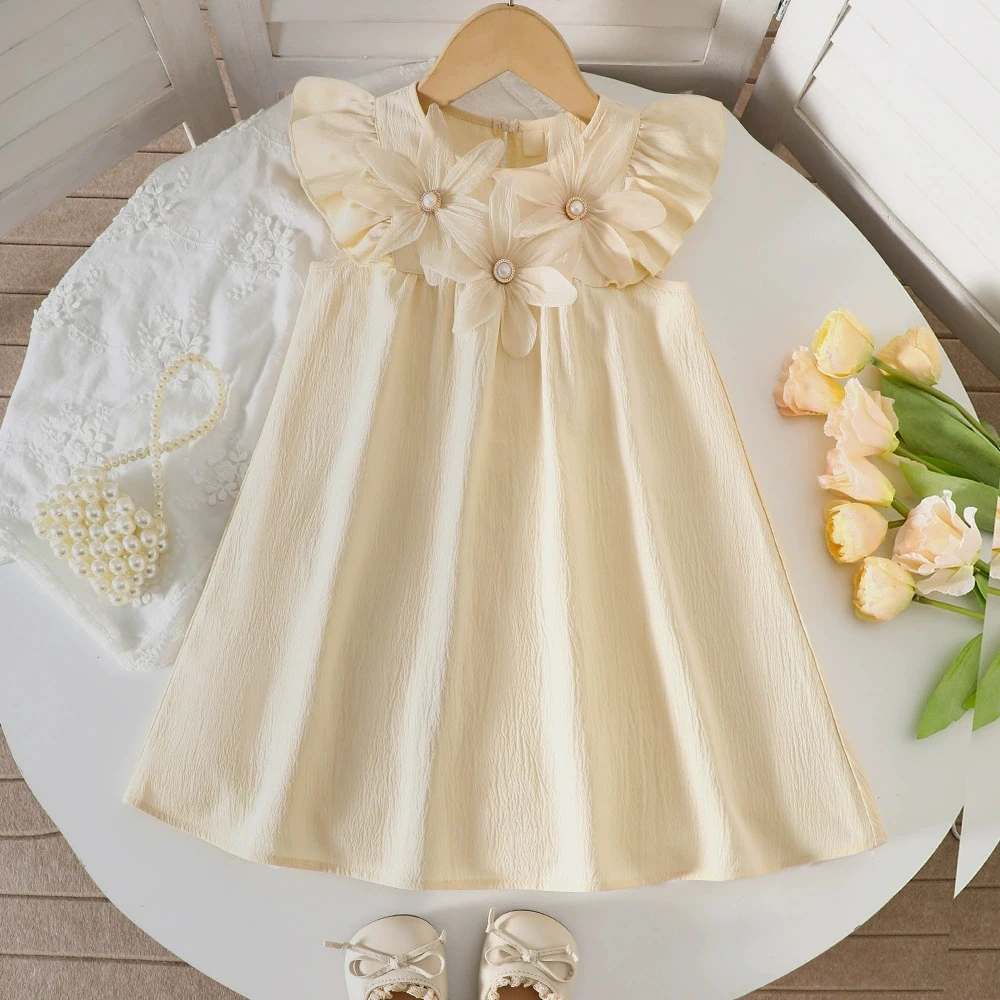 

2026 Kids Girls' Summer Sleeveless Dress Casual Knee-Length Dresses For Baby Girl Children Clothes Skirt 2-7 Years Chinese Style