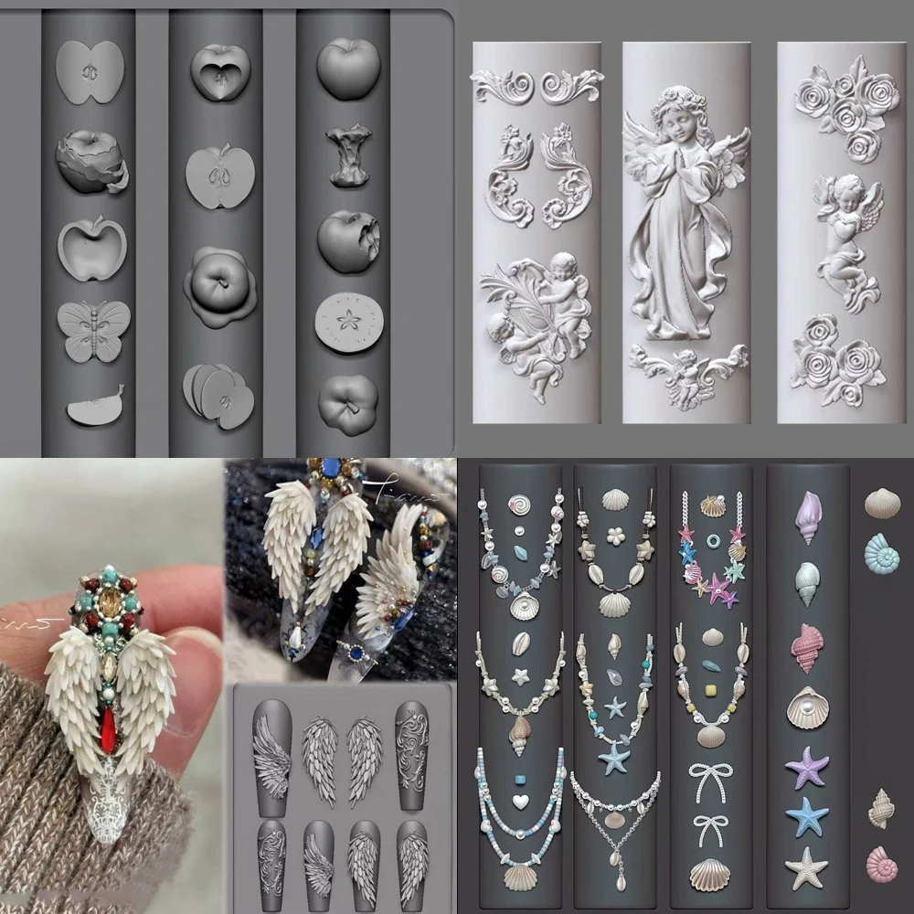 

3D Cartoon Flower Dragon Wings Butterfly Lotus Bowknot Acrylic Nail Art Mold Diy Handmade Silicone Nail Mold Decoration Gift