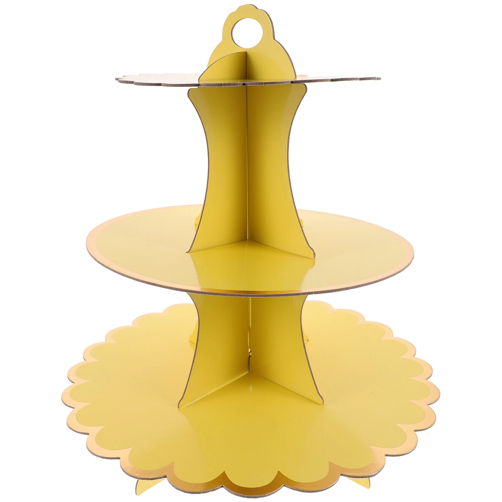 

Yellow Decor Three Tier Cake Stand Display Shelves Decorative Cupcake Tower Dessert Cardboard Paper